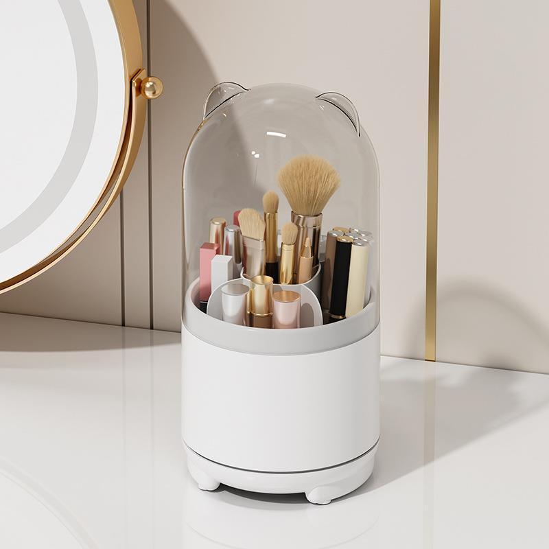 Sanrio Genuine 360° Rotating Makeup Brush Organizer with Dustproof Lid, Desktop Pen Holder and Eyebrow/Eye Shadow Brush Storage Box