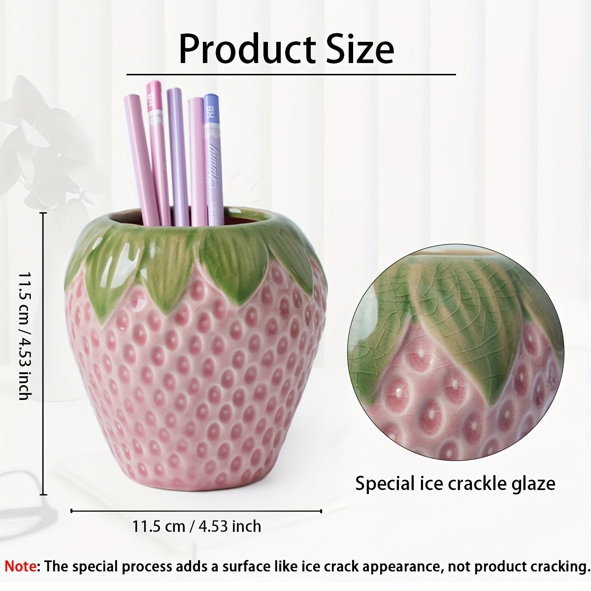 Strawberry Ceramic Pen Holder, Multifunctional Desktop Organizer, Storage Pen Holder, Makeup Brush Storage Holder, Office Desk Pen Holder, Living Room And Bedroom Decoration Ornaments