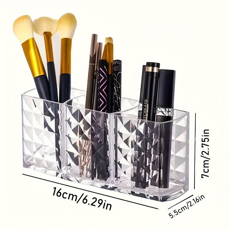 1pc Acrylic Makeup Brush Organizer - Large Capacity Cosmetic Storage Box with Transparent Design, Lightweight Polished Finish, Durable Construction for Brushes, Eyebrow Pencils, Lipsticks - Sleek Vanity Desk Accessory, Makeup Brush Holder, Makeup Vanity