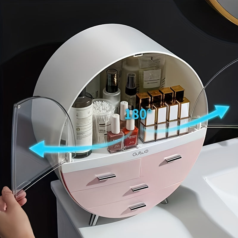 1pc Dustproof Cosmetic Storage Box, Desktop Multi-layer Drawer Storage Box, Cosmetic Lipstick Eyebrow Pencil Storage Container, Large Capacity Makeup Organizer, Vanity Decor