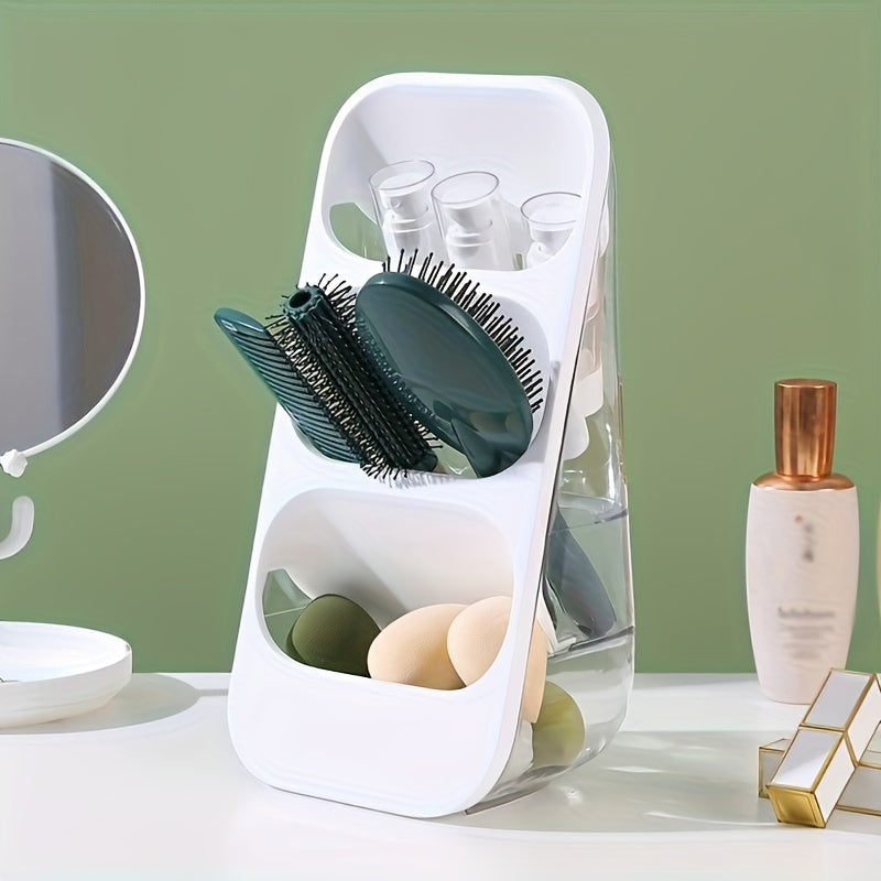 Luxurious Cosmetic Storage Rack - Spacious Lightweight Organizer for Lipsticks, Brushes & Stationery, No Installation Needed, Easy Access & Visibility, White & Golden Design for Vanity or Desk, Makeup Storage Organizer, Sleek Organizer, Modern Aesthetic