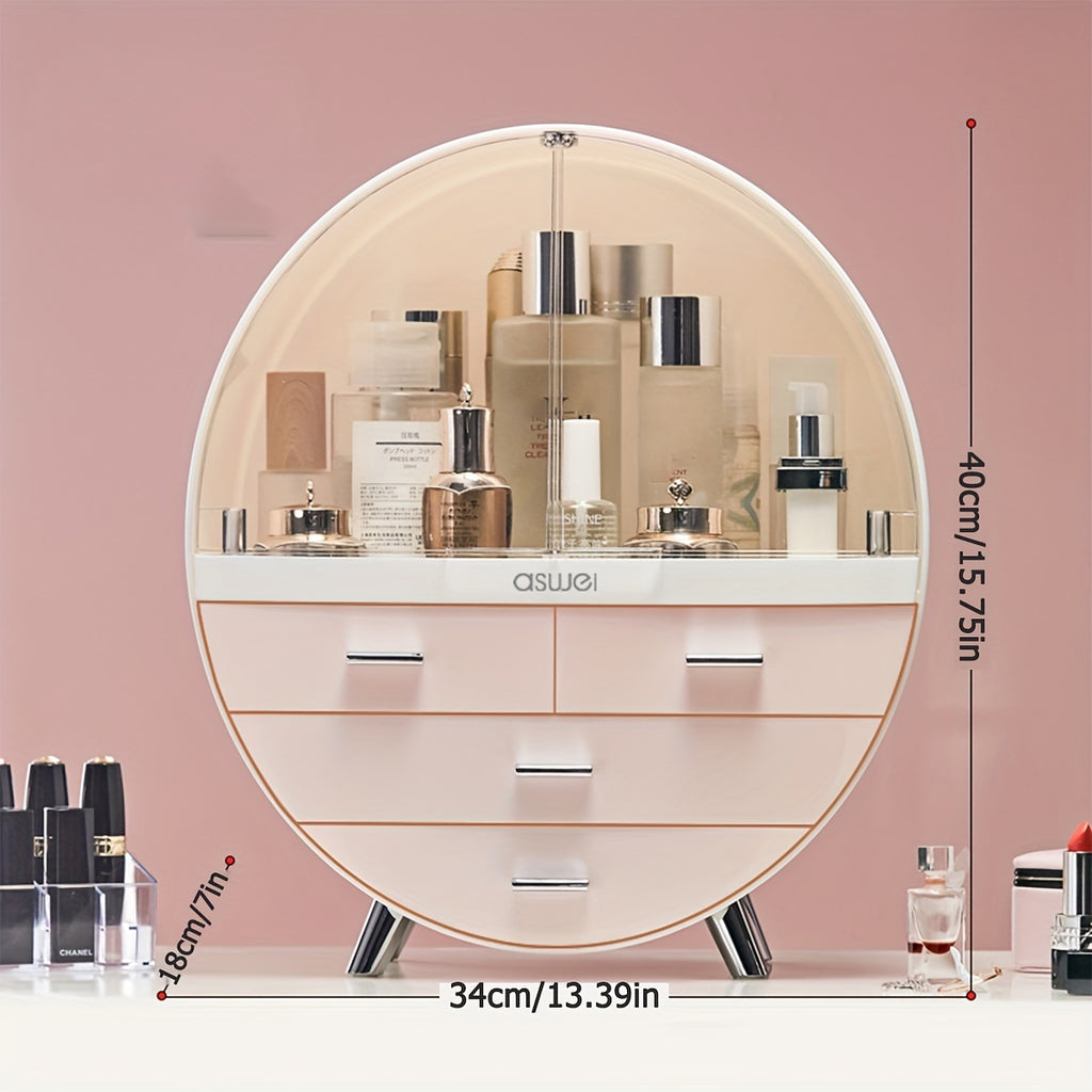 1pc Dustproof Cosmetic Storage Box, Desktop Multi-layer Drawer Storage Box, Cosmetic Lipstick Eyebrow Pencil Storage Container, Large Capacity Makeup Organizer, Vanity Decor