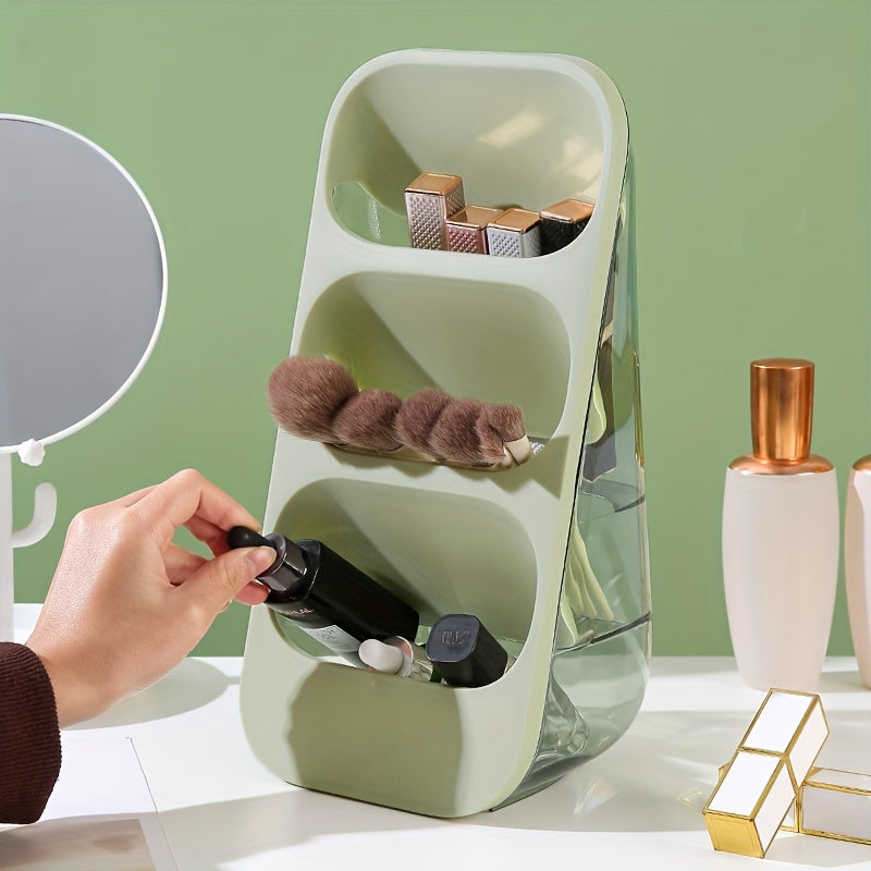 Luxurious Cosmetic Storage Rack - Spacious Lightweight Organizer for Lipsticks, Brushes & Stationery, No Installation Needed, Easy Access & Visibility, White & Golden Design for Vanity or Desk, Makeup Storage Organizer, Sleek Organizer, Modern Aesthetic