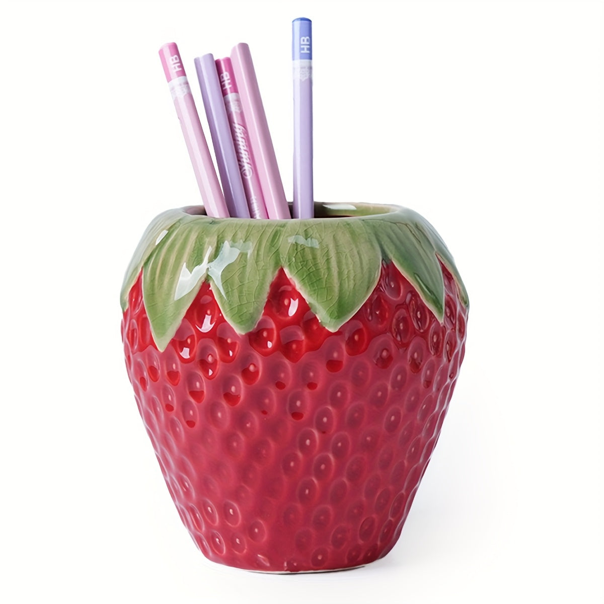Strawberry Ceramic Pen Holder, Multifunctional Desktop Organizer, Storage Pen Holder, Makeup Brush Storage Holder, Office Desk Pen Holder, Living Room And Bedroom Decoration Ornaments
