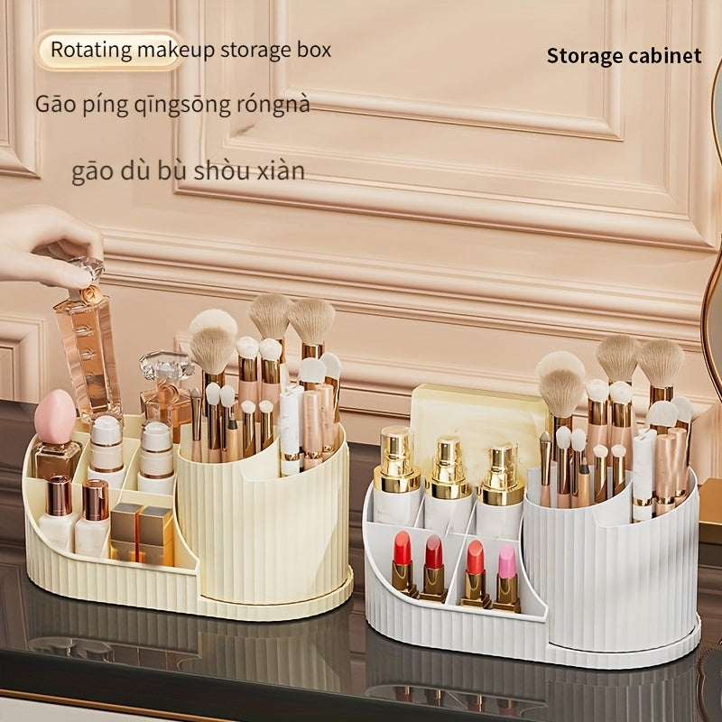 360° Rotating Makeup Organizer and Desk Caddy – Durable Plastic Storage for Brushes, Lipsticks, Skincare Products, Stationery – Space-Saving, Odorless Design with Elegant White Finish