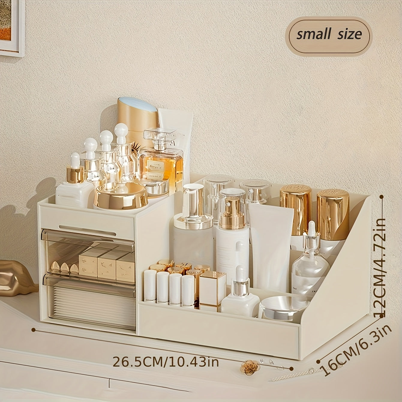 Large INS Style Cosmetic Storage Box with Drawers - Suitable for Bathroom Organization - Used for Perfumes, Creams, Skincare Products, Makeup Brushes and Beauty Tools - Polished Multi-Compartment Design, Durable Space-Saving Vanity Organizer, Sturdy