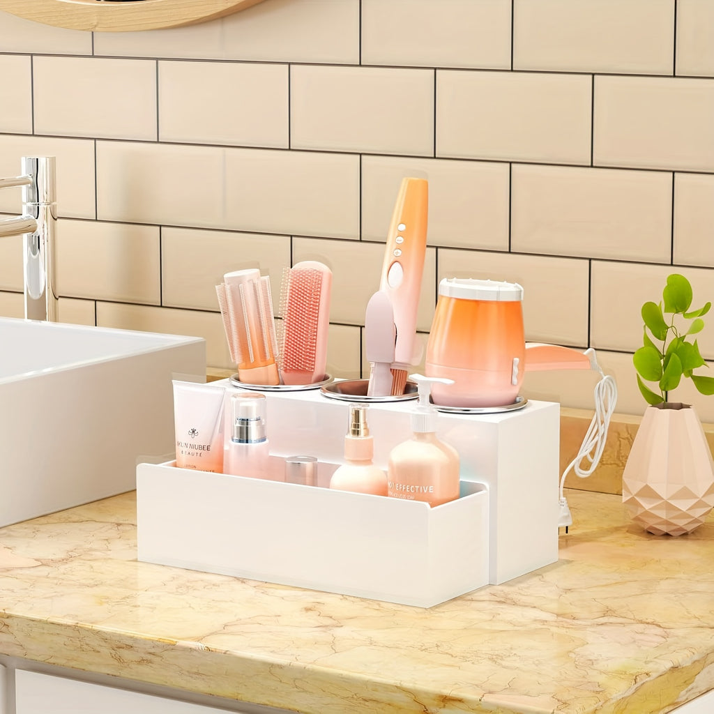 Acrylic Hair Tool Organizer Organizer - Heat-Resistant Adjustable Storage For Hair Dryers, Straighteners & Curling Irons | Makeup Brush Holder | Space-Saving For Bathroom, Vanity, Travel & Salon Stations | Perfect For Stylists, Brides & Home Users