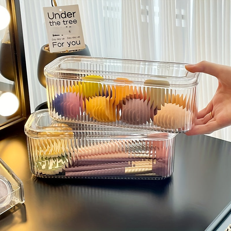 1PC Clear Plastic Makeup Organizer Case with Lid, Countertop Cosmetic Storage Box for Brushes, Beauty Sponges, Puff | Dust-Proof, Lightweight, No Electricity Needed, Weatherproof, Under 3.2 Cubic Feet & 27 Inches Tall, Holds <30 Lbs