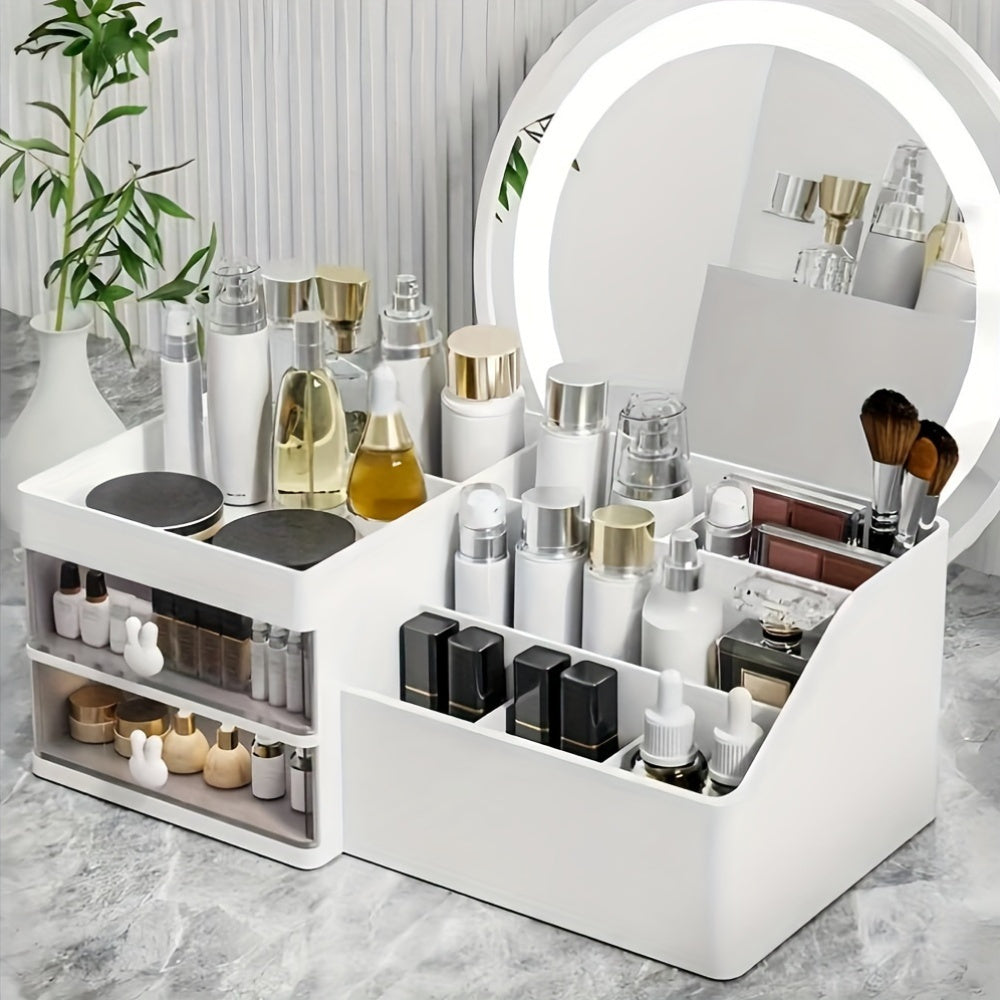 1pc Multifunctional Desktop Storage Box, Vanity Organizer, Cosmetics Organizer Suitable for Bathroom, Bedroom, Desktop; a Gift for Mom, Teacher, Or Grandma; Home Decor, Bathroom Decor, Bathroom Accessories.