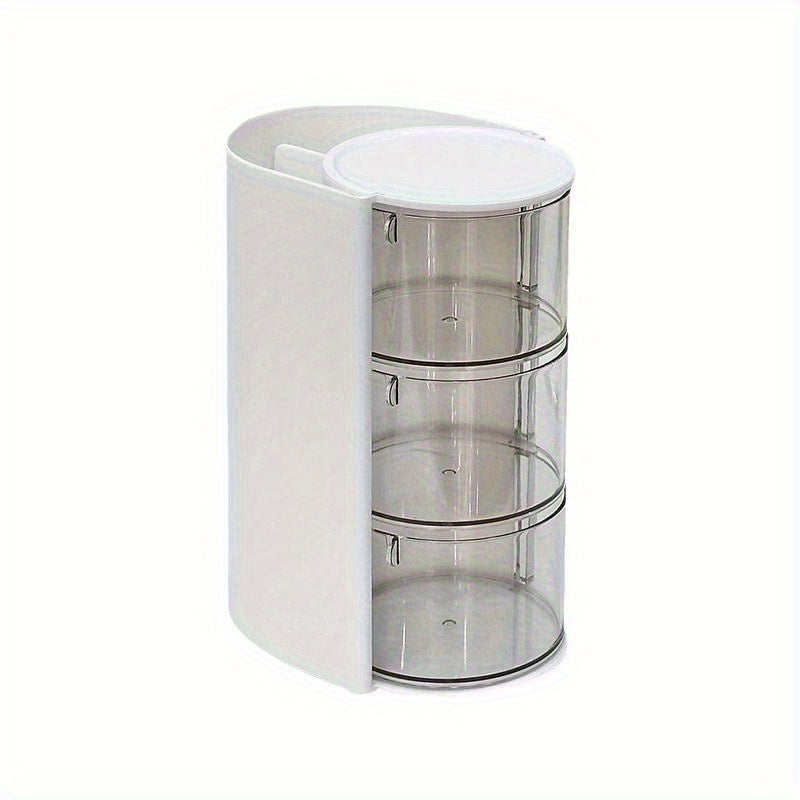 1pc Versatile Desktop Cosmetic Display, Travel-Friendly Rotating Dust-Resistant Makeup Egg Air Cushion Organizer for Dressing Tables, Multi-Tier Lipstick And Makeup Brush Holder with High Storage Capacity