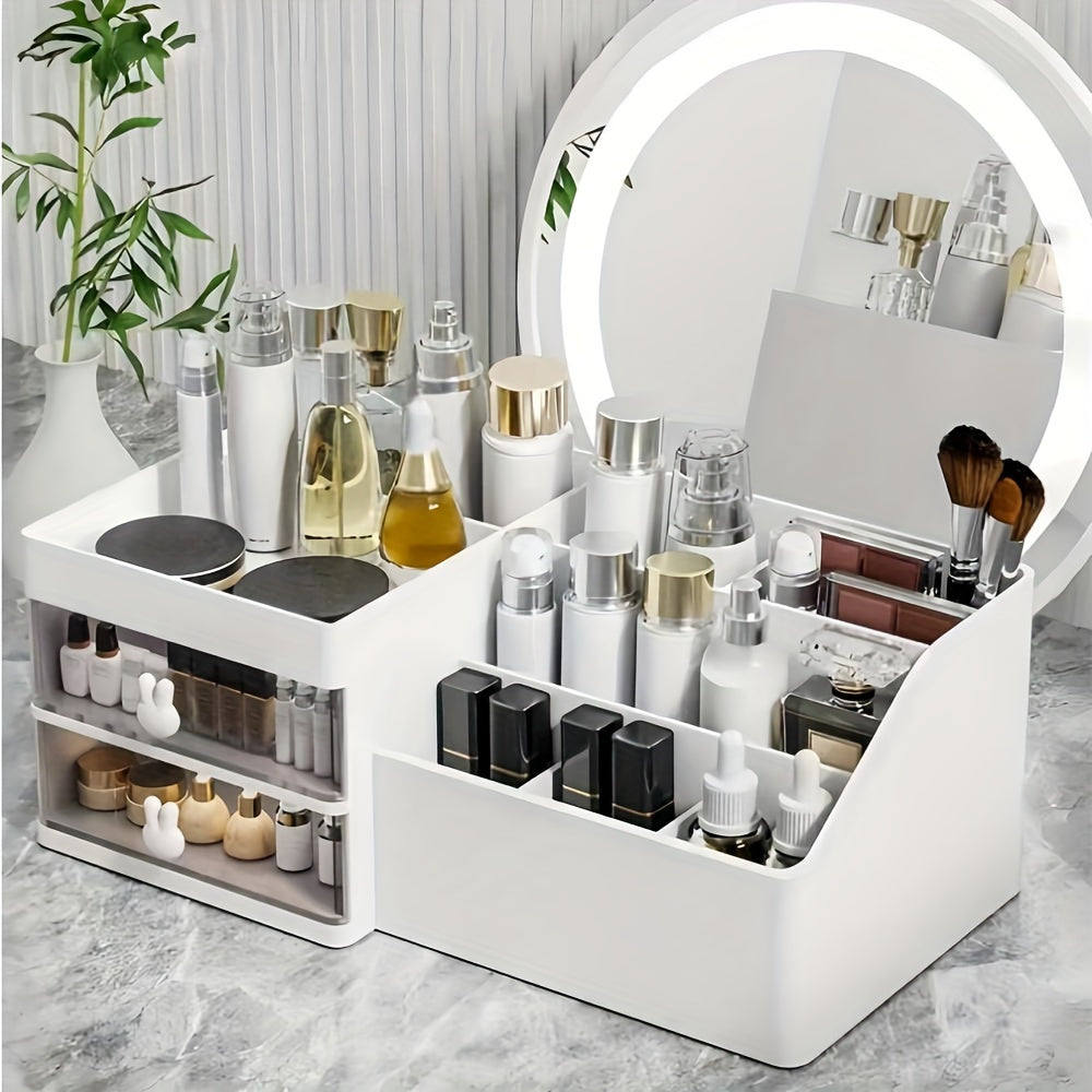1pc Multifunctional Desktop Storage Box, Vanity Organizer, Cosmetics Organizer Suitable for Bathroom, Bedroom, Desktop; a Gift for Mom, Teacher, Or Grandma; Home Decor, Bathroom Decor, Bathroom Accessories.