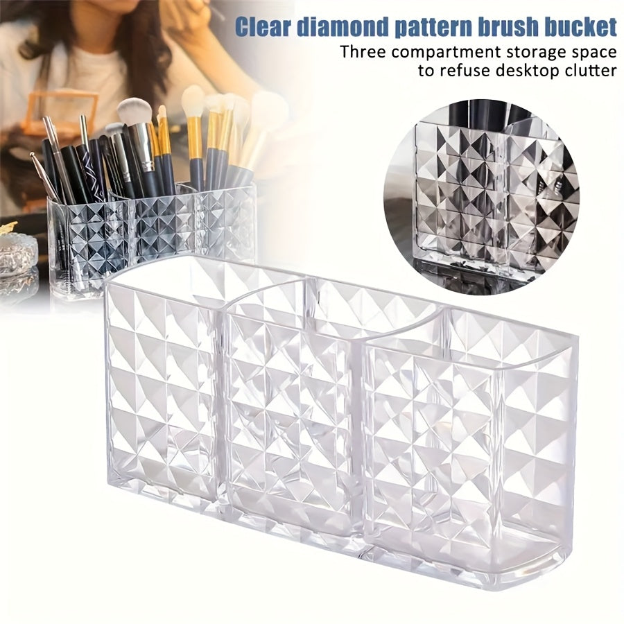 1pc Acrylic Makeup Brush Organizer - Large Capacity Cosmetic Storage Box with Transparent Design, Lightweight Polished Finish, Durable Construction for Brushes, Eyebrow Pencils, Lipsticks - Sleek Vanity Desk Accessory, Makeup Brush Holder, Makeup Vanity