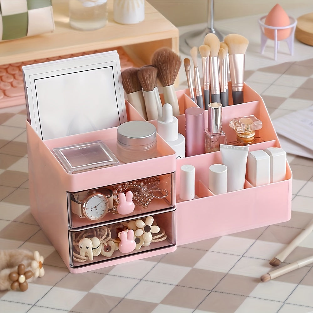 1pc Multifunctional Desktop Storage Box, Vanity Organizer, Cosmetics Organizer Suitable for Bathroom, Bedroom, Desktop; a Gift for Mom, Teacher, Or Grandma; Home Decor, Bathroom Decor, Bathroom Accessories.