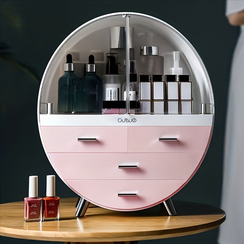 1pc Dustproof Cosmetic Storage Box, Desktop Multi-layer Drawer Storage Box, Cosmetic Lipstick Eyebrow Pencil Storage Container, Large Capacity Makeup Organizer, Vanity Decor