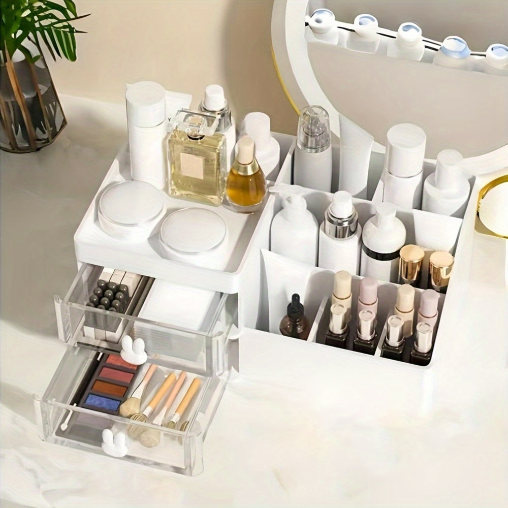 1pc Multifunctional Desktop Storage Box, Vanity Organizer, Cosmetics Organizer Suitable for Bathroom, Bedroom, Desktop; a Gift for Mom, Teacher, Or Grandma; Home Decor, Bathroom Decor, Bathroom Accessories.