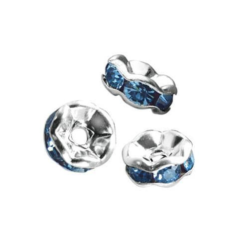#FM-R008S-AQUA Aqua Rhinestone Rondelle, 8mm