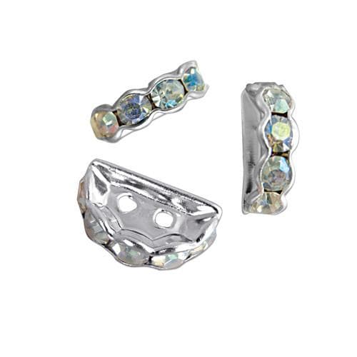 #FM-SB712S-CRYSAB Crystal AB Half Moon Rhinestone Rondelle, 7mm x 12mm