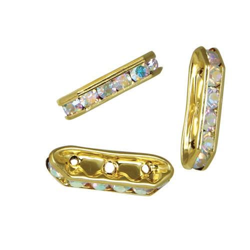#FM-T0165G-CRYSAB Crystal AB Trapezium Rhinestone Rondelle, 16mm x 5mm