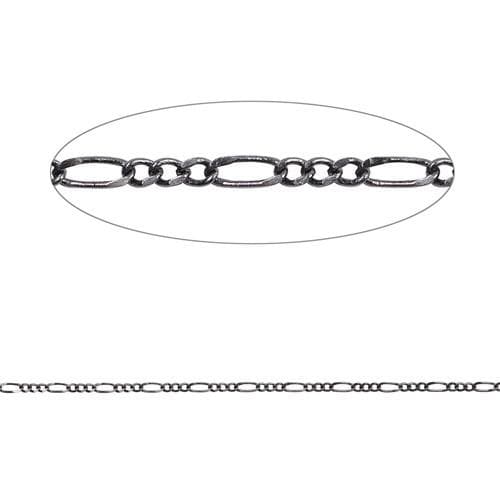 #FMC-9023BK Black Figaro Link Chain, 2.3mm