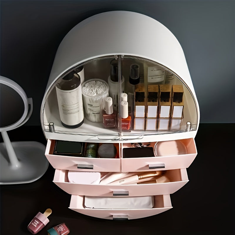 1pc Dustproof Cosmetic Storage Box, Desktop Multi-layer Drawer Storage Box, Cosmetic Lipstick Eyebrow Pencil Storage Container, Large Capacity Makeup Organizer, Vanity Decor