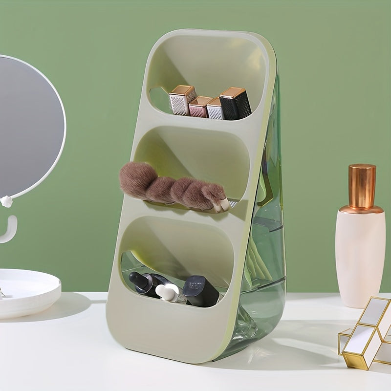 Luxurious Cosmetic Storage Rack - Spacious Lightweight Organizer for Lipsticks, Brushes & Stationery, No Installation Needed, Easy Access & Visibility, White & Golden Design for Vanity or Desk, Makeup Storage Organizer, Sleek Organizer, Modern Aesthetic
