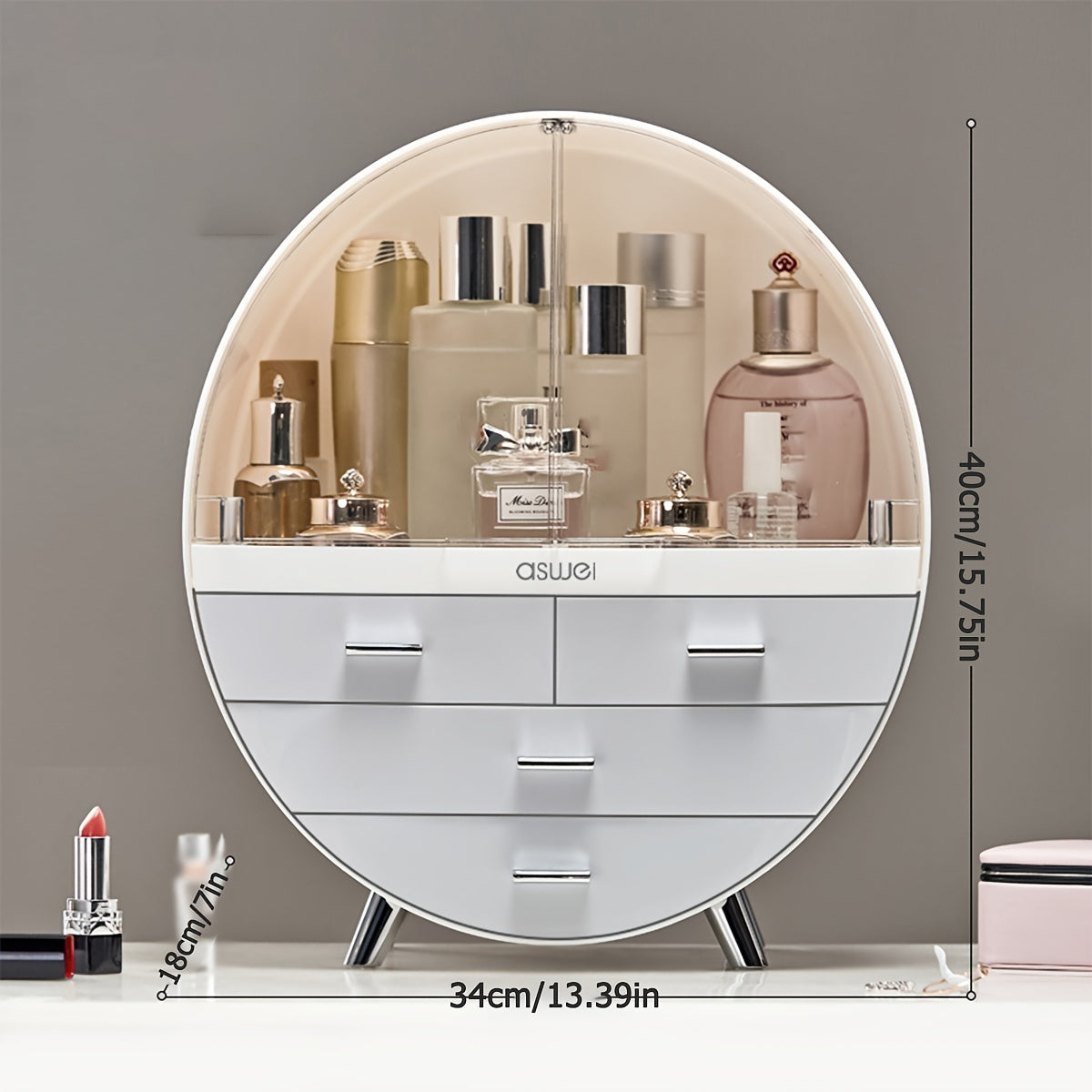 1pc Dustproof Cosmetic Storage Box, Desktop Multi-layer Drawer Storage Box, Cosmetic Lipstick Eyebrow Pencil Storage Container, Large Capacity Makeup Organizer, Vanity Decor