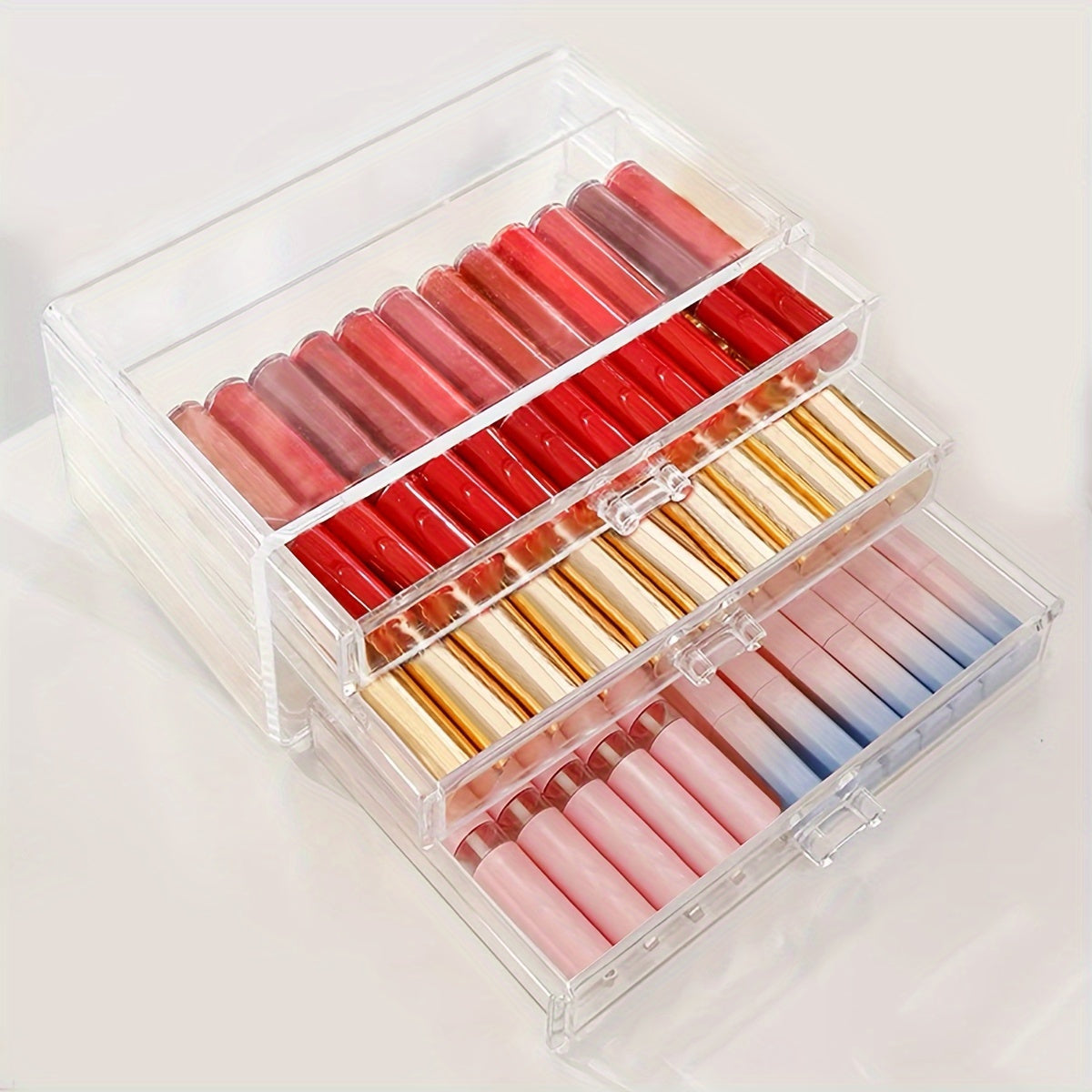 1pc Multi-Layer Transparent Cosmetic & Jewelry Organizer - Waterproof Dustproof Plastic Storage Box with Compartments for Lipstick, Lip Gloss, Makeup Brushes, Vanity & Bathroom Counter Organization, Cosmetic Storage Organizer, Compact Design, Sturdy