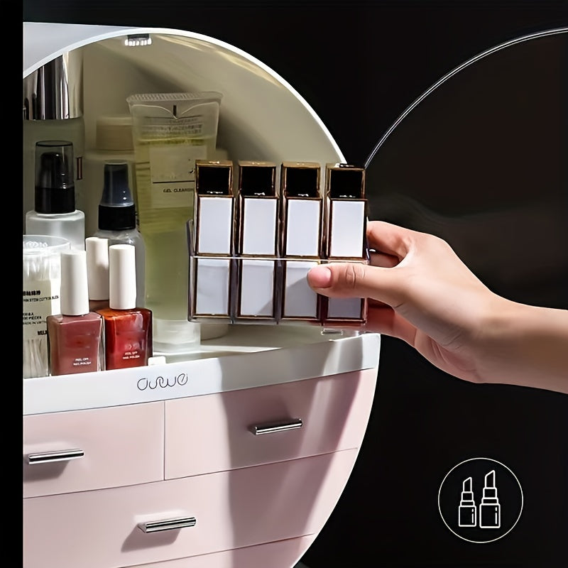 1pc Dustproof Cosmetic Storage Box, Desktop Multi-layer Drawer Storage Box, Cosmetic Lipstick Eyebrow Pencil Storage Container, Large Capacity Makeup Organizer, Vanity Decor