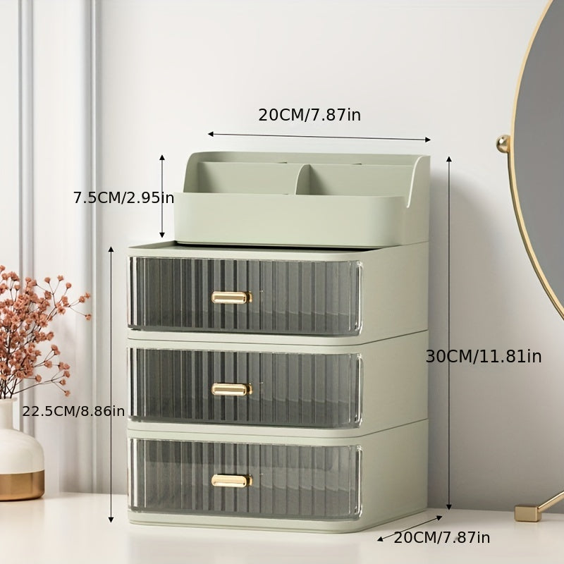 1pc Makeup Supplies Storage Box With Drawer, Dustproof Jewelry Earring Hair Ring Rings Rack, Bedroom Skin Care Products Lipsticks Organizer, Home Essential, Makeup Organizer