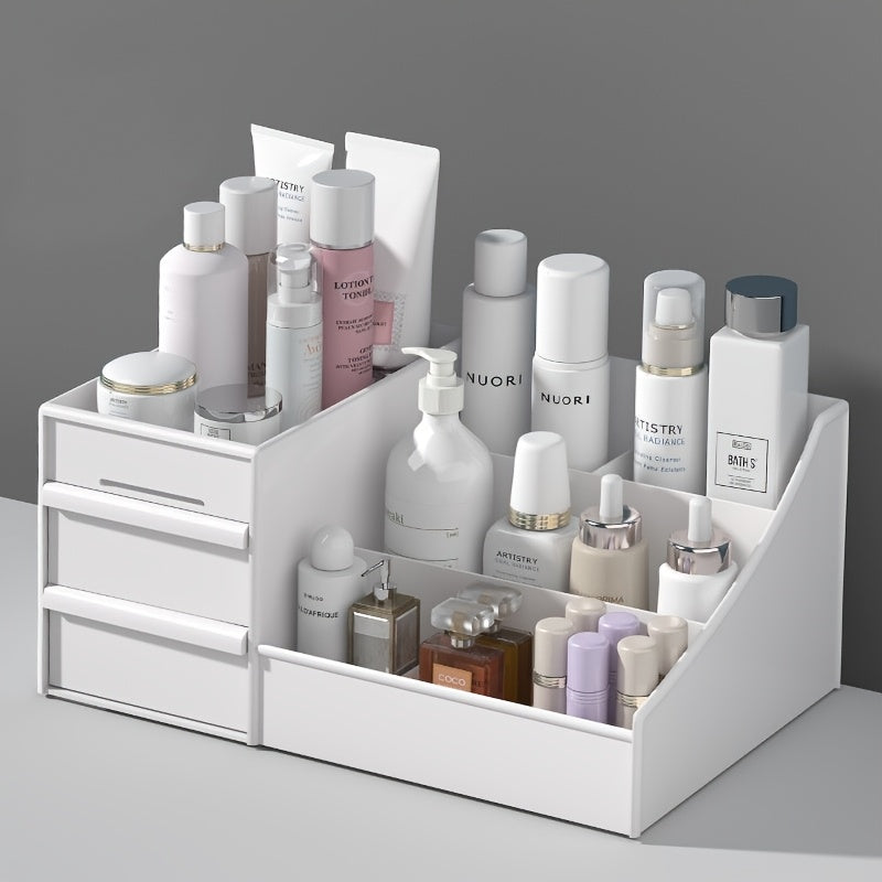 Large INS Style Cosmetic Storage Box with Drawers - Suitable for Bathroom Organization - Used for Perfumes, Creams, Skincare Products, Makeup Brushes and Beauty Tools - Polished Multi-Compartment Design, Durable Space-Saving Vanity Organizer, Sturdy