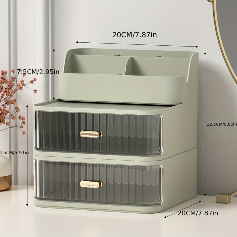 1pc Makeup Supplies Storage Box With Drawer, Dustproof Jewelry Earring Hair Ring Rings Rack, Bedroom Skin Care Products Lipsticks Organizer, Home Essential, Makeup Organizer