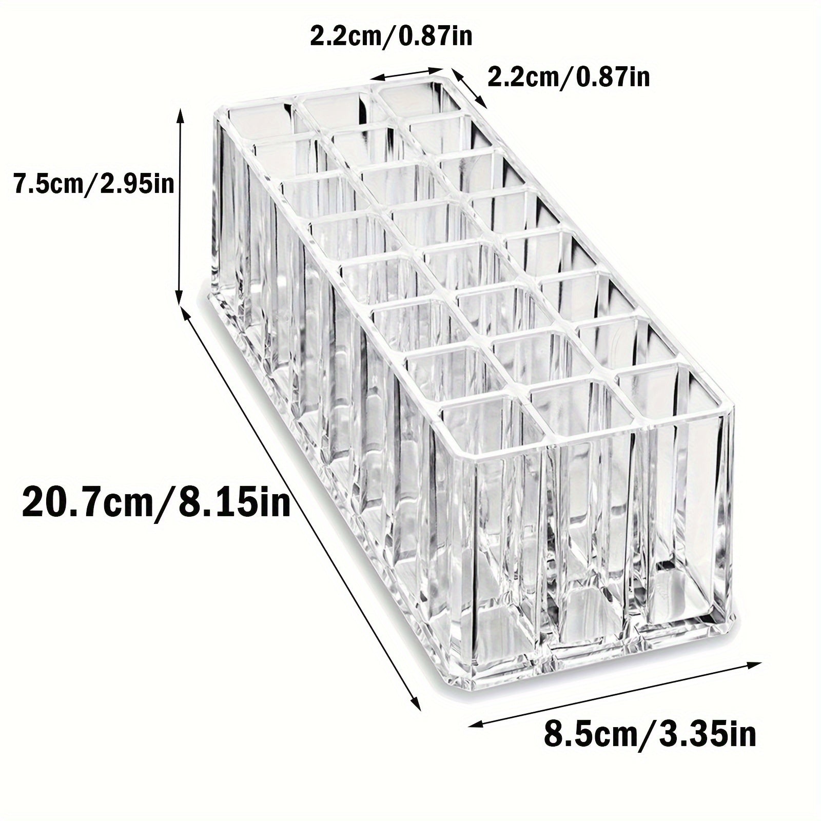 24-Compartment Acrylic Makeup Organizer - Freestanding Plastic Storage Box for Lipstick, Eyebrow Pencil, and Brushes - Portable, No Electricity Needed, Easy to Clean, Space-Saving Design for Home and Bedroom Accessories