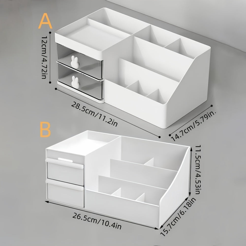 1pc White Multi-Functional Cosmetic Organizer with Drawers – Plastic Makeup Storage Box for Vanity, Bathroom, or Desk – Perfect Gift for Mom, Teacher, or Home Decor – Neatly Organizes Skincare, Brushes, and More, Vanity Accessory | Minimalist Organizer |
