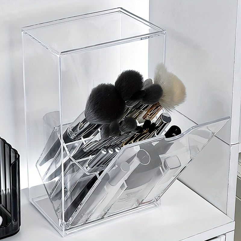 Makeup Brush Organizer - Versatile Cosmetic Storage Container with Sections, No-Drill Tabletop Organizer, Chic Design