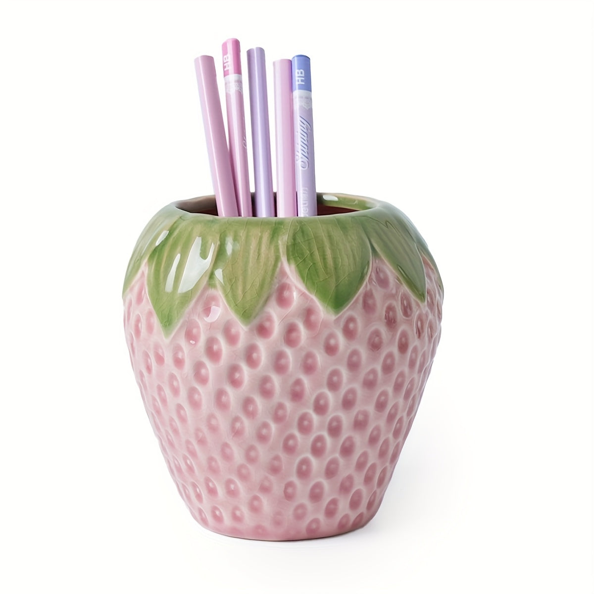 Strawberry Ceramic Pen Holder, Multifunctional Desktop Organizer, Storage Pen Holder, Makeup Brush Storage Holder, Office Desk Pen Holder, Living Room And Bedroom Decoration Ornaments