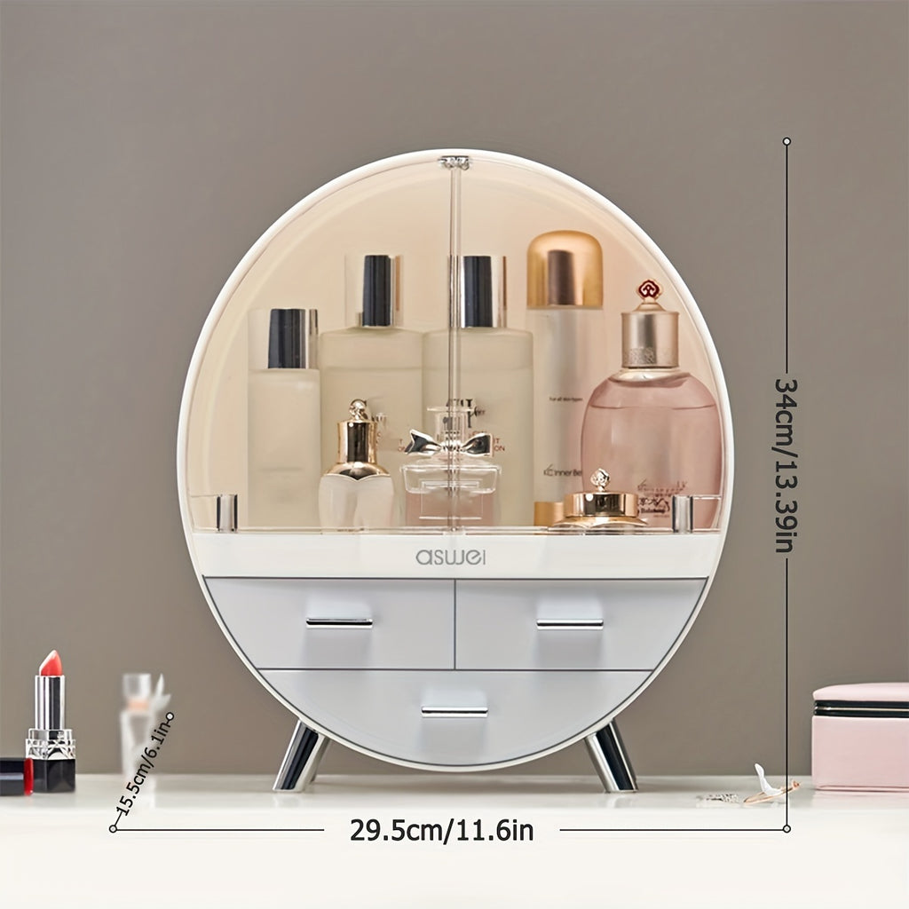 1pc Dustproof Cosmetic Storage Box, Desktop Multi-layer Drawer Storage Box, Cosmetic Lipstick Eyebrow Pencil Storage Container, Large Capacity Makeup Organizer, Vanity Decor