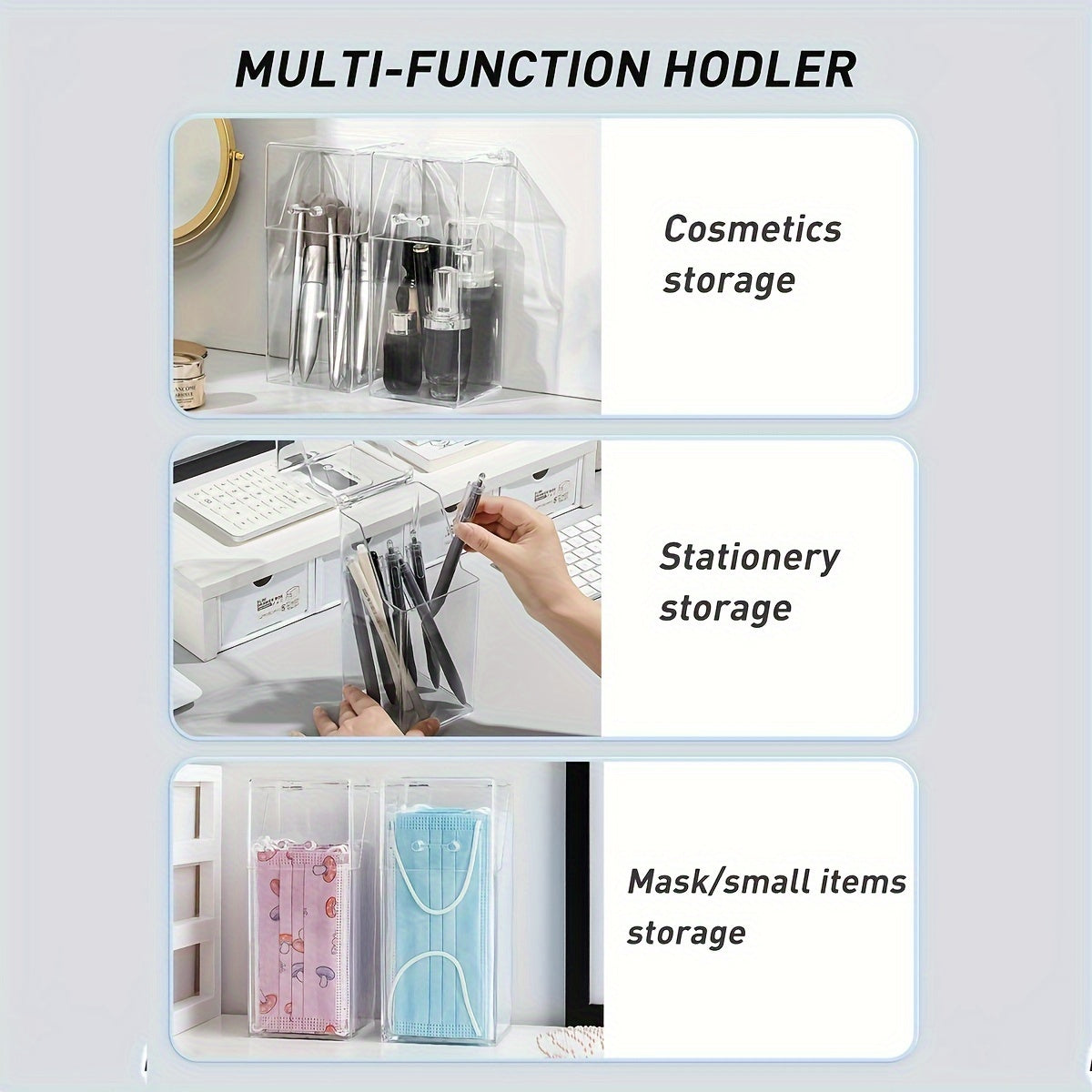 1 Clear Acrylic Desk Organizer with Lid - Dustproof Storage Box for Makeup Brushes & Pens, Sleek Transparent Design for Easy Access & Visibility, Makeup Brush Holder|Modern Storage Solution|Clear Acrylic Material