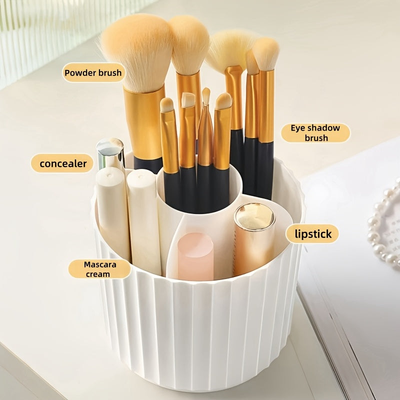 [360° Rotating Makeup Organizer] 360° Rotating Makeup Organizer with Clear Dome Lid - Spacious Vanity Storage Box, Stable Base, Durable Plastic Construction for Home, Salon, Office - Makeup Vanity Desk, Home Organization, Sleek Design, Sturdy